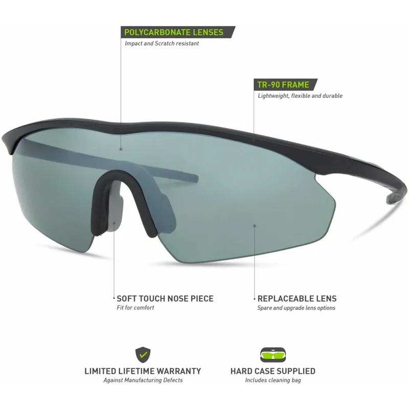 Madison DFlex Sunglasses 3 Lens Pack Matte Black Frame/Dark Mirror/Amber/Clear Lenses-5