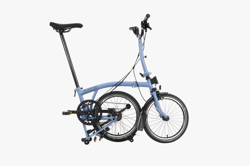 Brompton C-Line Explore Mid Bar Folding Bike 2023 Cloud Blue-2