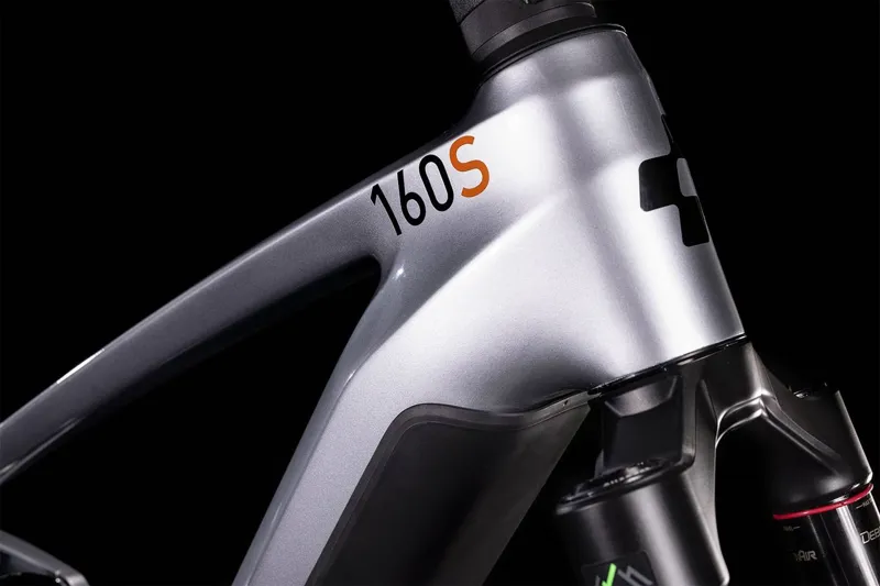 Cube Stereo Hybrid 160 HPC SL 750 27.5 Electric Mountain Bike 2023 Polar Silver/Orange-3