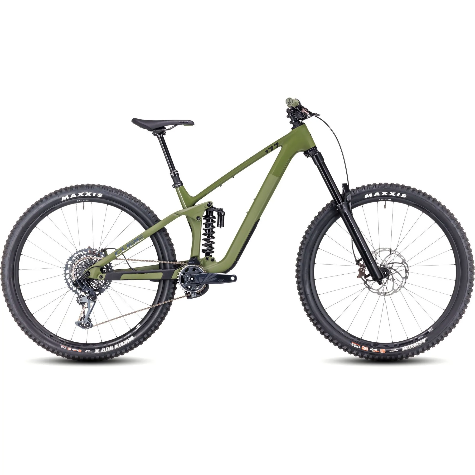 Cube Stereo One77 C:68X TM Mountain Bike 2023 Olive/Chrome