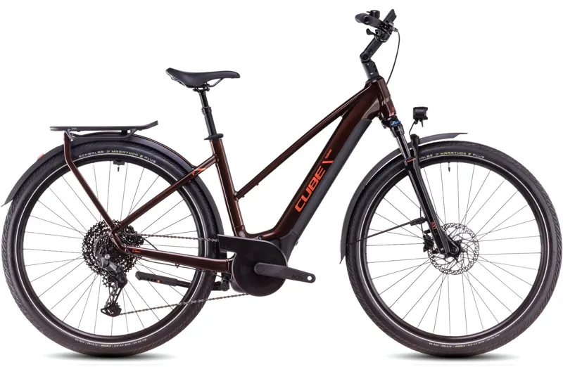 Cube Touring Hybrid Pro 625 Trapeze Electric Bike 2025 Cinnamon/Orange