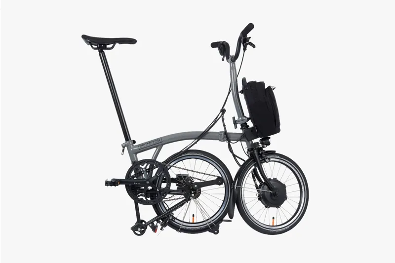 Brompton Electric P-Line Urban High Bar Folding Bike 2023 Storm Grey-2