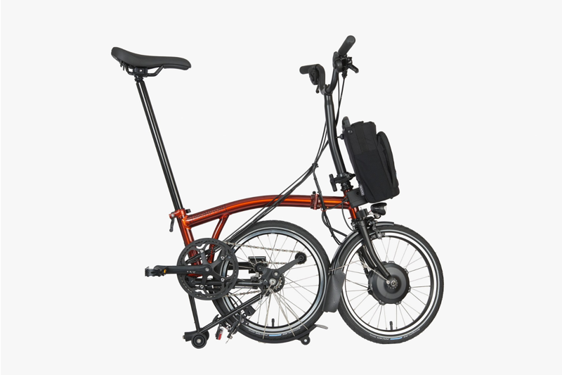 Brompton Electric C-Line Mid Bar Folding Bike 2023 Flame Laquer-2