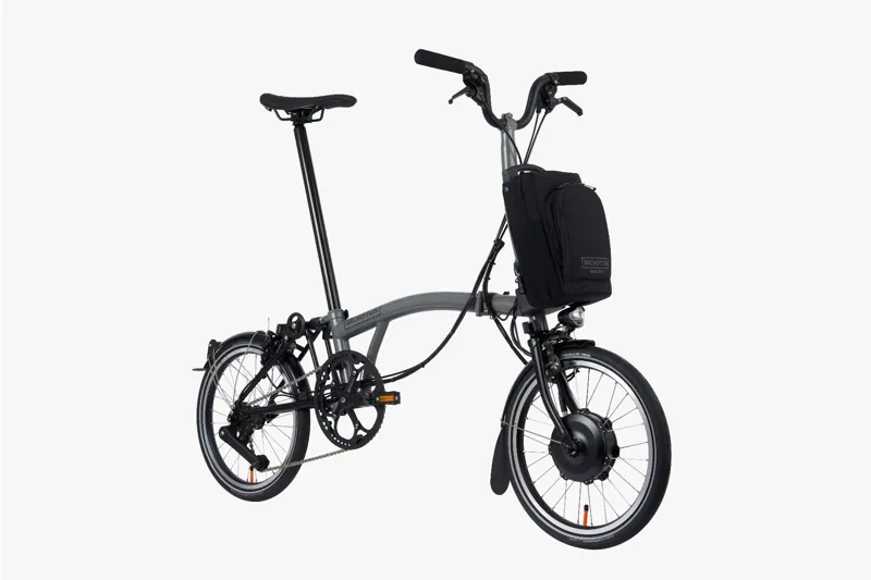 Brompton Electric P-Line Mid Bar Folding Bike 2023 Storm Grey-1