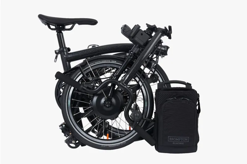 Brompton Electric P-Line Mid Bar Folding Bike 2023 Midnight Black-3