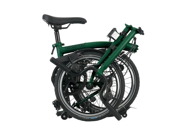 Brompton C Line High Bar 6 Speed Folding Bike 2025 with Extended Seatpost Racing Green-7