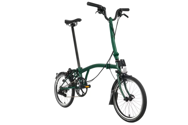 Brompton C Line High Bar 6 Speed Folding Bike 2025 with Extended Seatpost Racing Green-2