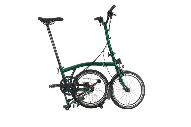 Brompton C Line High Bar 6 Speed Folding Bike 2025 with Extended Seatpost Racing Green-1