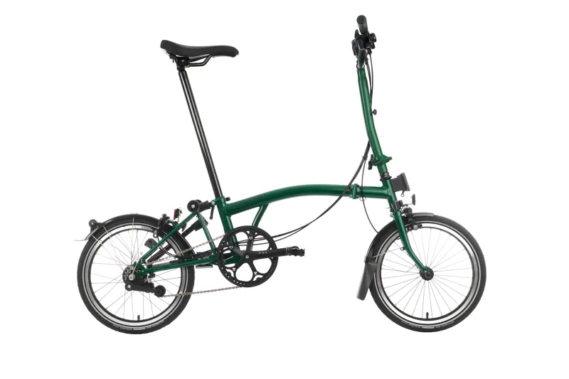 Brompton C Line High Bar 6 Speed Folding Bike 2025 with Extended Seatpost Racing Green