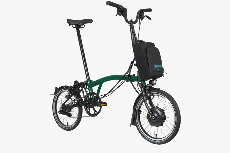 Brompton Electric C-Line High Bar Folding Bike 2023 Racing Green-1