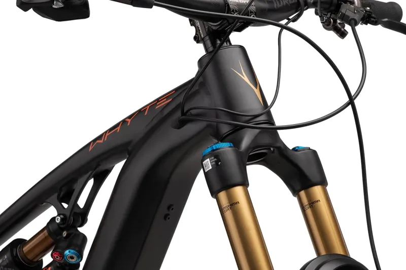 Whyte E-180 RSX MX Super Enduro Bike 2023 Matt Black/Burnt Orange And Gold-9