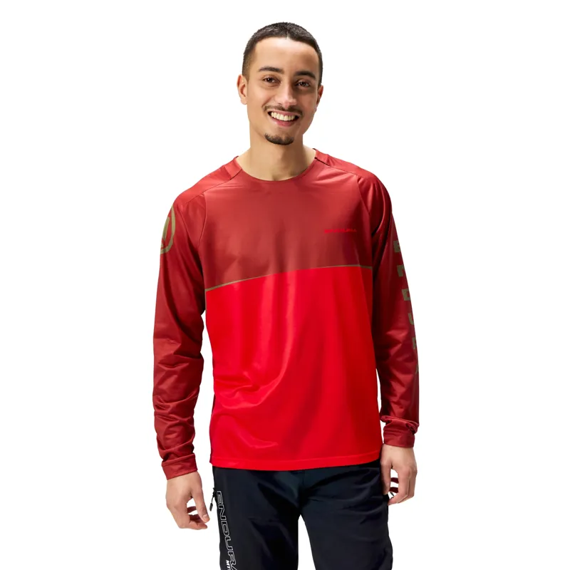 Endura Core Printed Long Sleeve Tee Shirt Flame Red-2