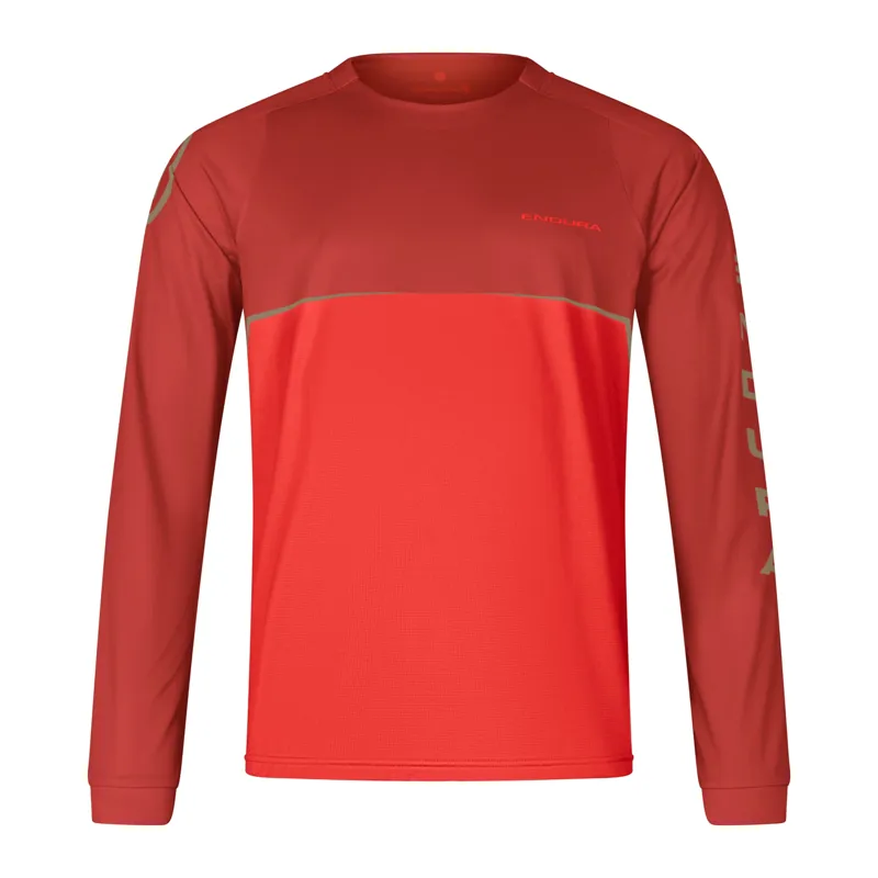 Endura Core Printed Long Sleeve Tee Shirt Flame Red-4