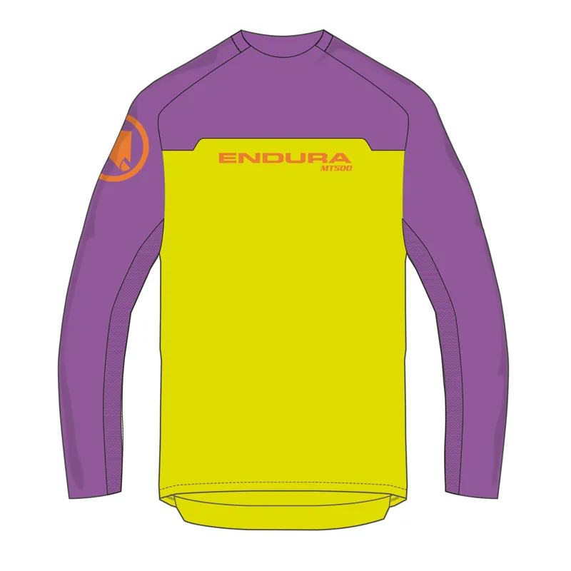 Endura MT500Jr Burner Kids Long Sleeve Jersey End Citrus-4