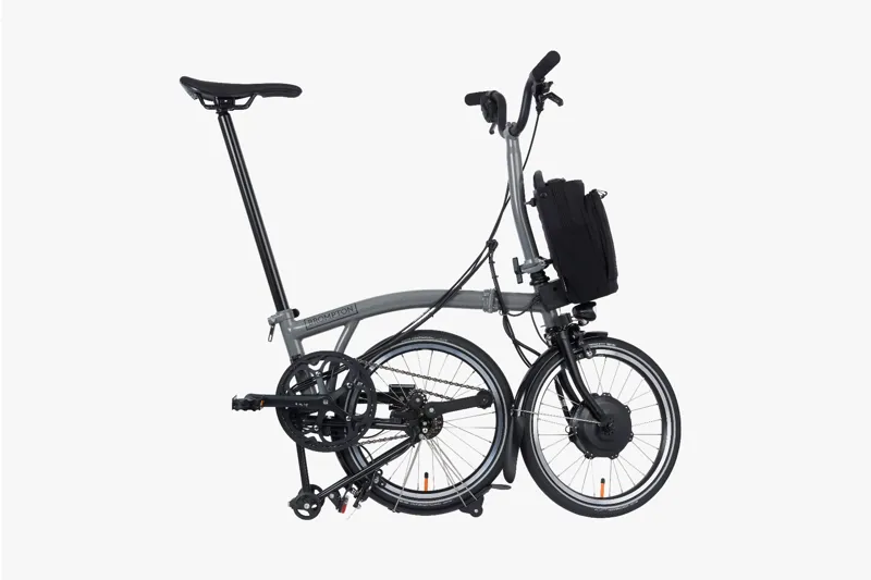 Brompton Electric P-Line Mid Bar Folding Bike 2023 Storm Grey-2