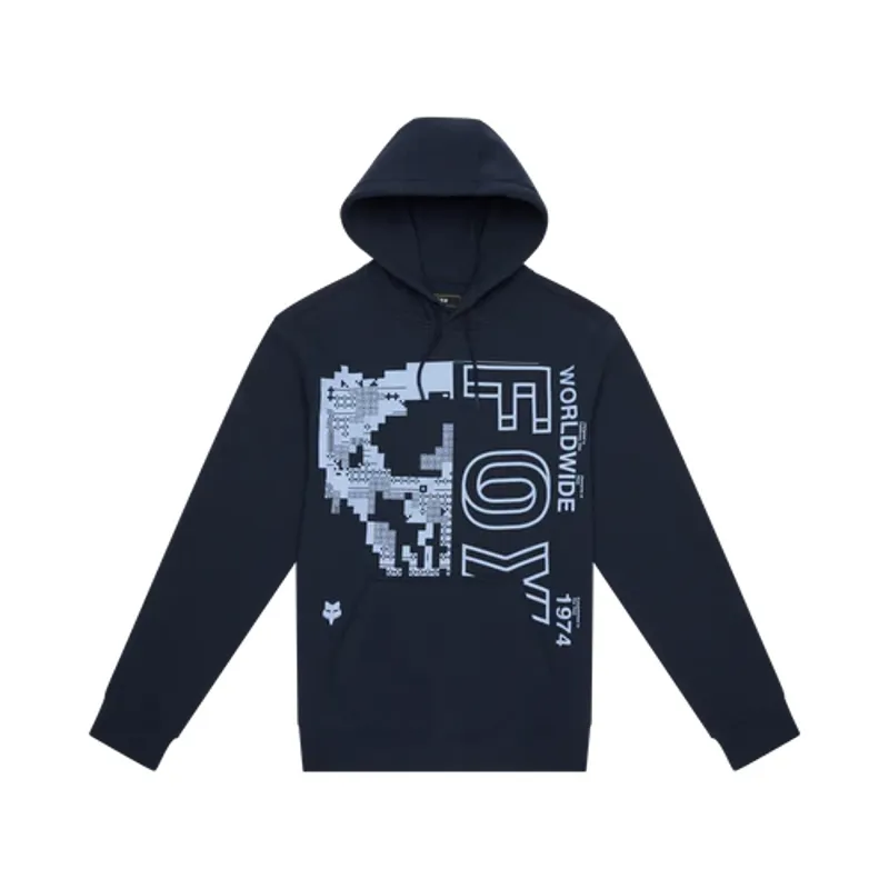 Fox Image Skull Fleece Pullover Hoodie Midnight