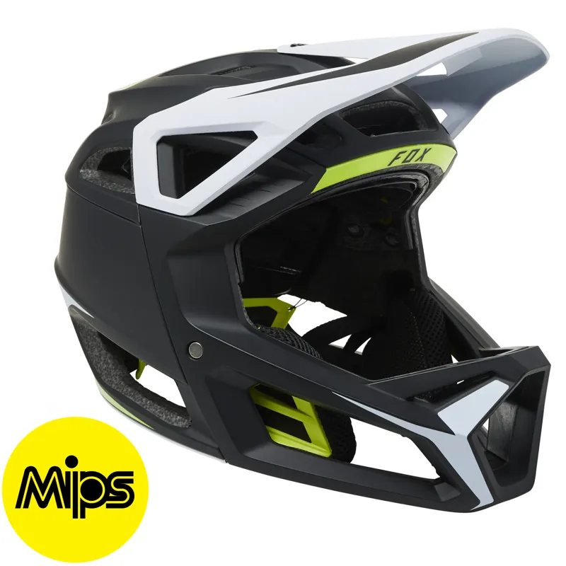 Fox Proframe RS MIPS Full Face Helmet Black/White/Yellow