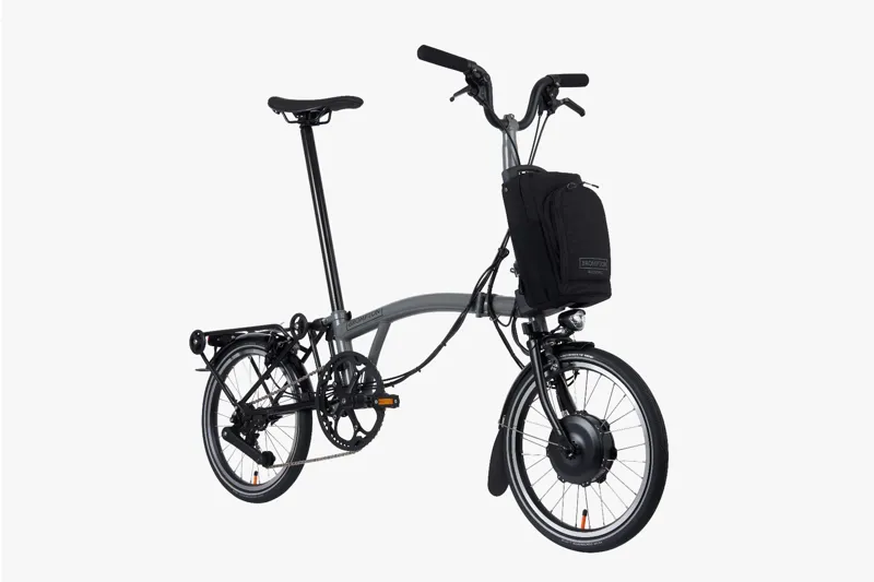 Brompton Electric P-line Urban Mid Bar Folding Bike With rack 2023 Storm Grey-1