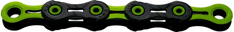 KMC DLC11 Speed Waxed Chain 118 Links Black/ Green