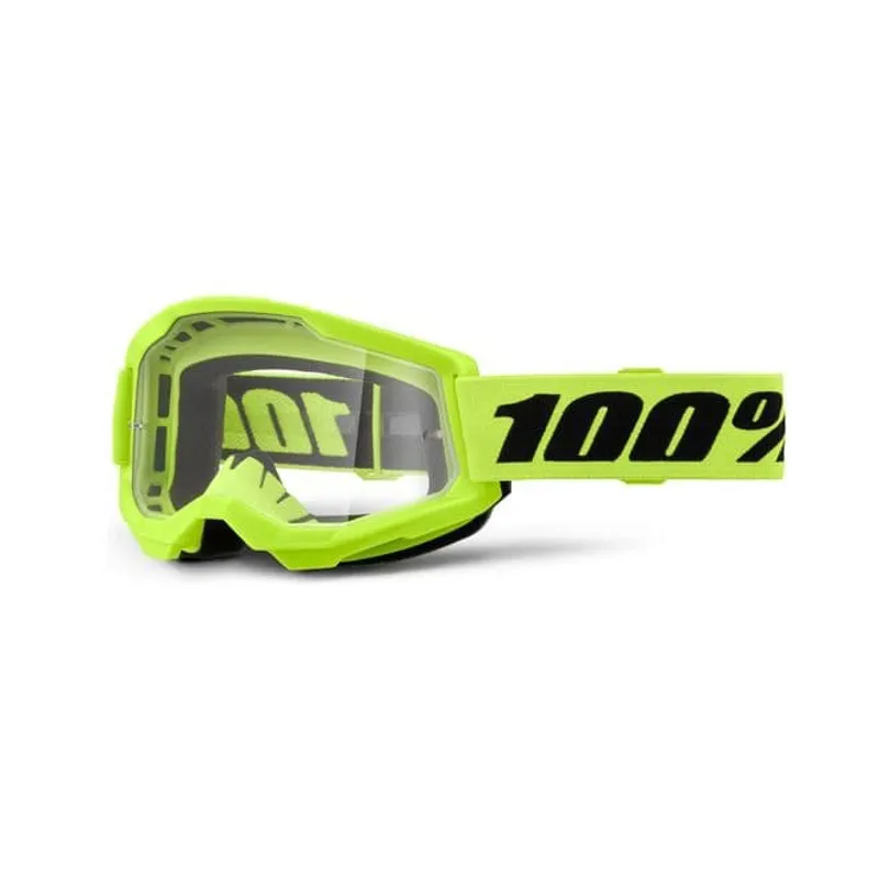 100 Percent Strata 2 Goggle / Clear Lens Neon Yellow