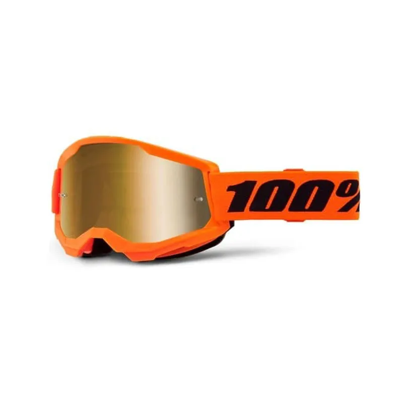 100 Percent Strata 2 Goggle / Gold Mirror Lens Neon Orange