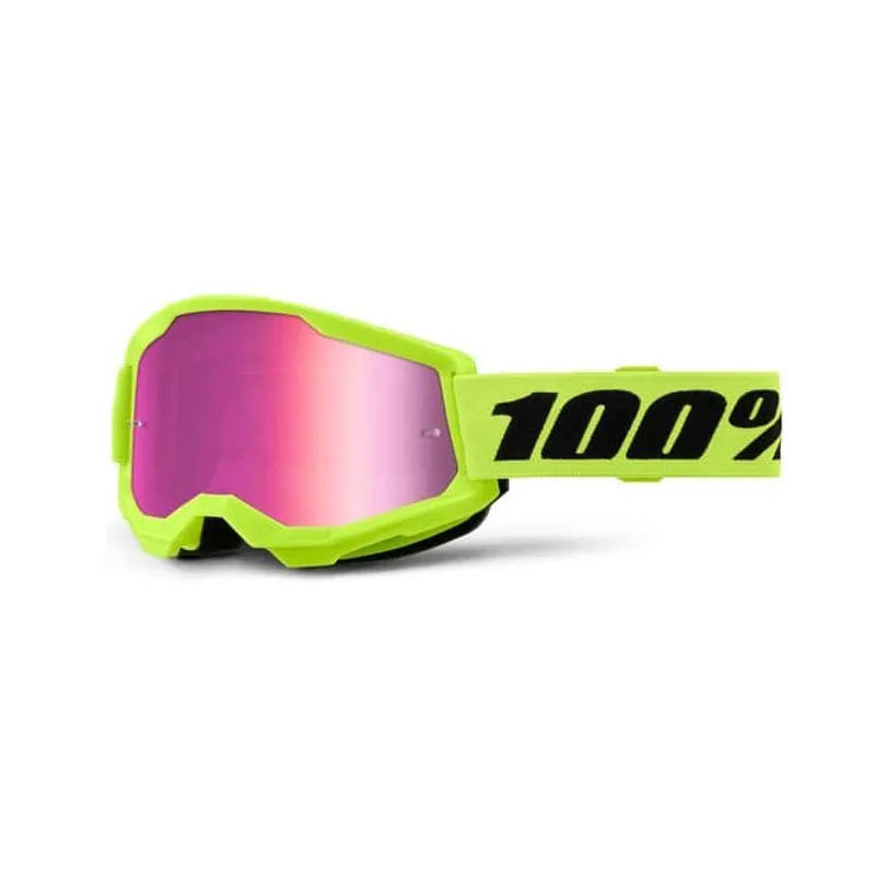 100 Percent Strata 2 Goggle / Pink Mirror Lens Neon Yellow