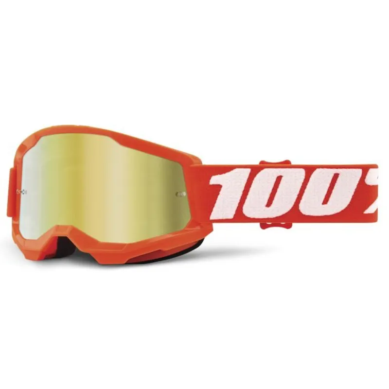 100 Percent Strata 2 Junior Goggle Neon Orange/Mirror True Gold Lens
