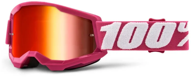 100 Percent Strata 2 Junior Goggle / Red Mirror Lens Pink