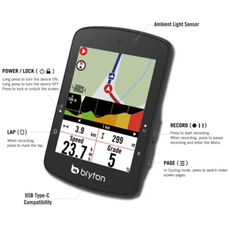 Bryton Rider S510E GPS Cycle Computer Only Black-1