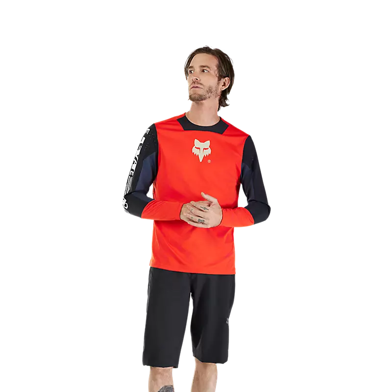 Fox Defend Elevated Long Sleeve Jersey Fluorescent Red-2