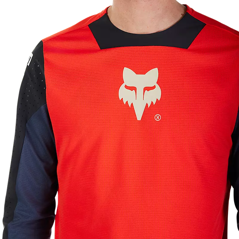Fox Defend Elevated Long Sleeve Jersey Fluorescent Red-3
