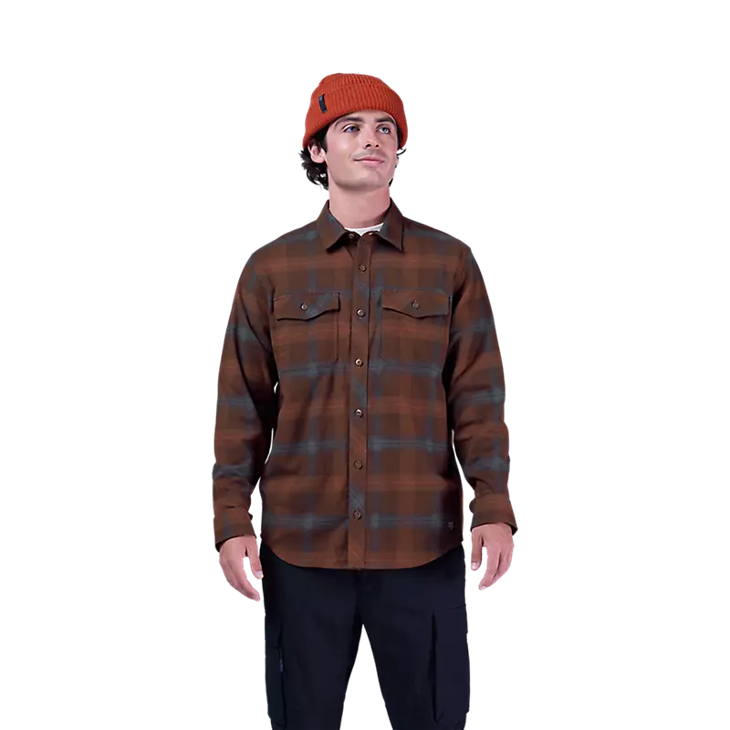 Fox Survivalist Core Flannel Long Sleeve Shirt Dark Brown-2