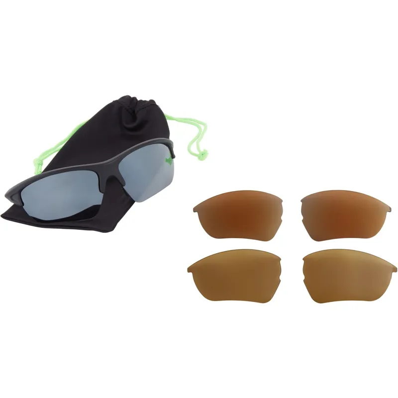 Madison Mission Sunglasses 3 Lens Pack Matt Black/Bronze/Amber and Clear Lenses-5