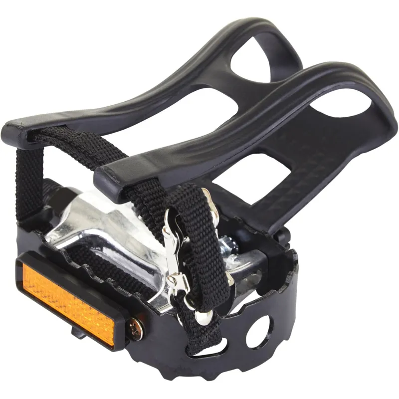MPart Essential Alloy Pedal including Toe Clips and Straps 9/16in Black/Silver