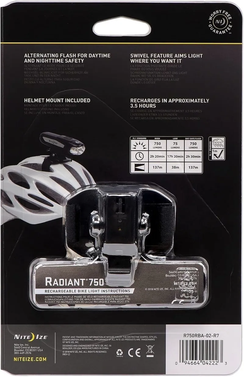 Nite Ize Radiant 750 White Light Pro Rechargeable Bike Light -1