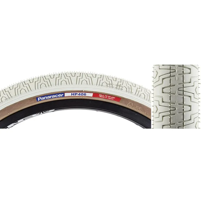 Panaracer HP406 BMX Tyre: White/Amber