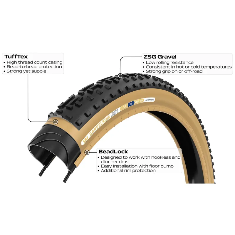 Panaracer TLR GravelKing EXT TLR Gravel Tyre: Black/Black-2