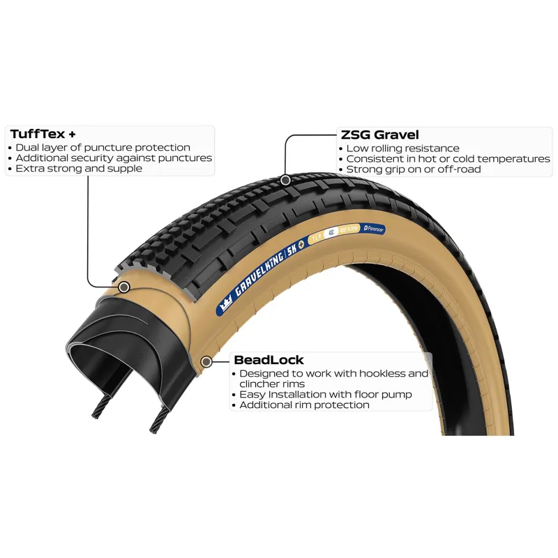 Panaracer TLR GravelKing SK Plus TLR Gravel Tyre: Black/Brown-2