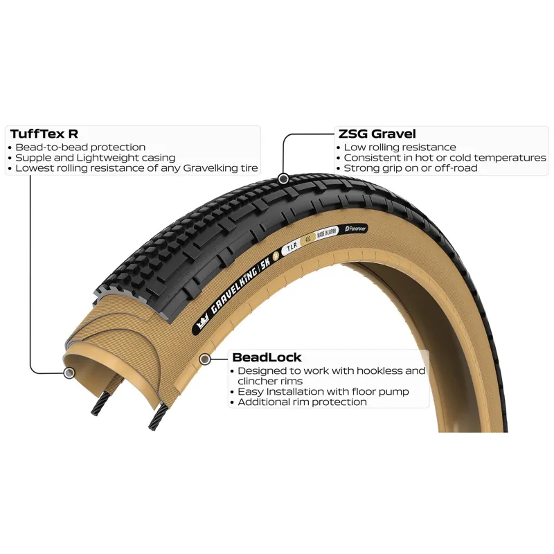 Panaracer TLR GravelKing SK R-Line TLR Gravel Tyre: Black/Amber-2