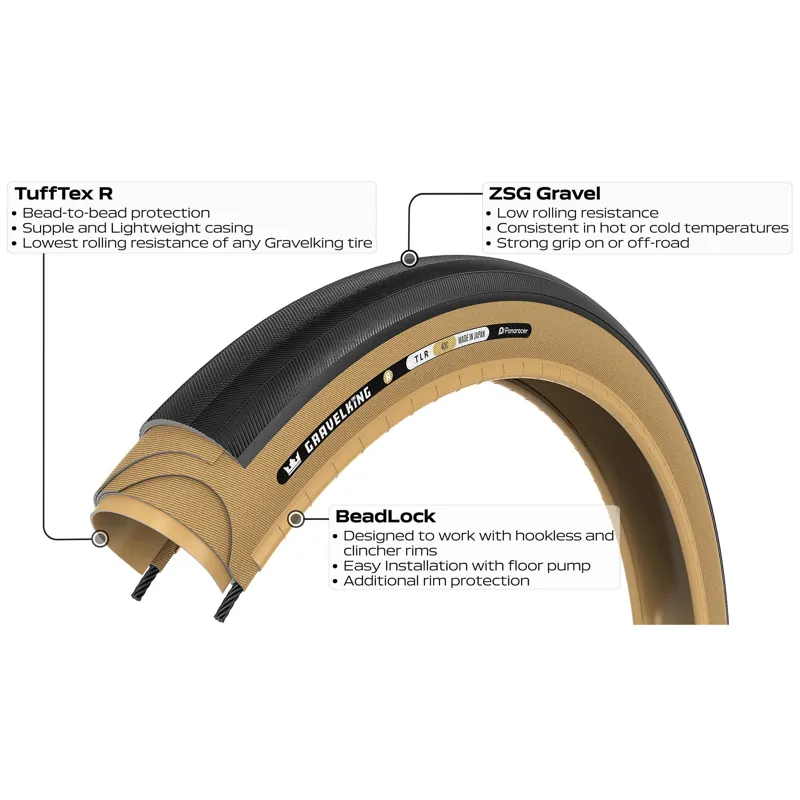 Panaracer TLR GravelKing Slick R-Line TLR Gravel Tyre: Black/Amber-2