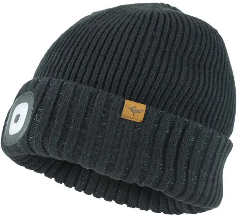 Sealskinz Heydon Waterproof Cold Weather LED Roll Cuff Beanie Black 