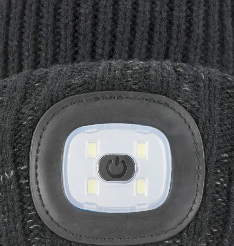 Sealskinz Heydon Waterproof Cold Weather LED Roll Cuff Beanie Black -1