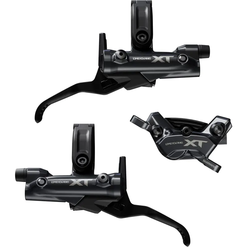 Shimano XT Disc Brake Pack: BR-M8220/BL-M8200 2 or 4 Pot Bled Brake Levers and Callipers - Front and Rear