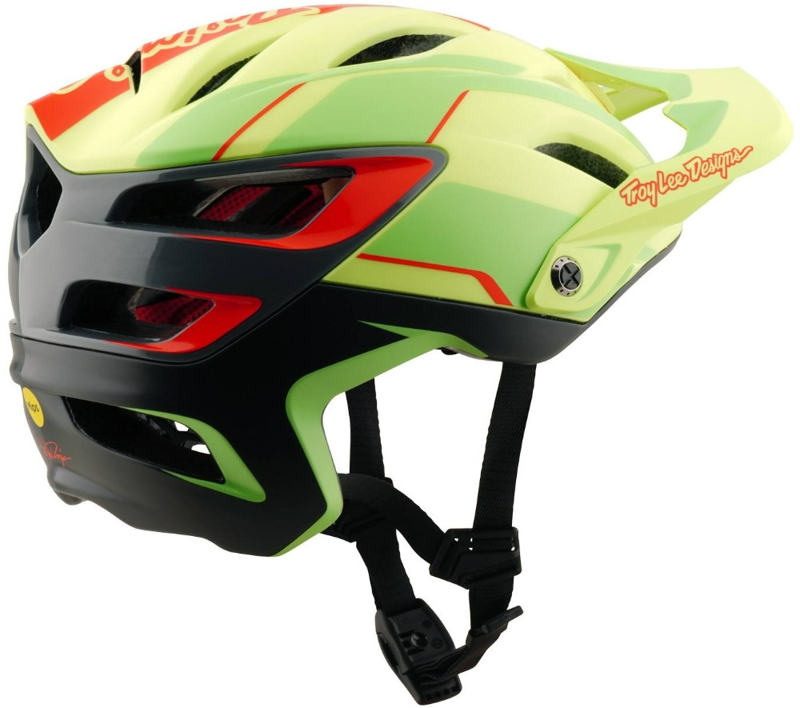 Troy Lee A3 MTB Halo Helmet Lines Glo Yellow-1