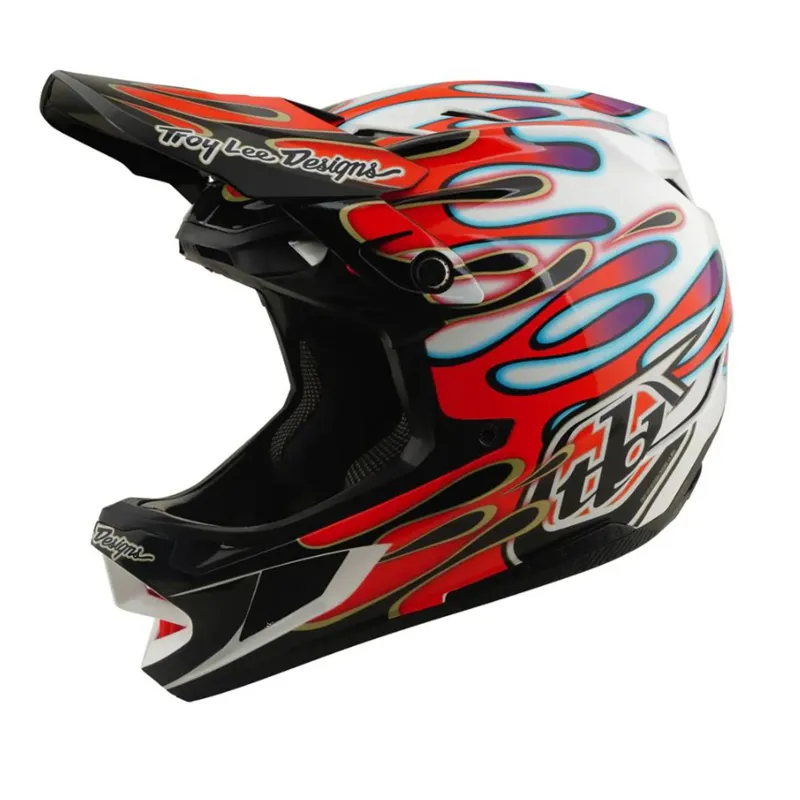 Troy Lee Designs D4 Composite Helmet Overspray White / Red