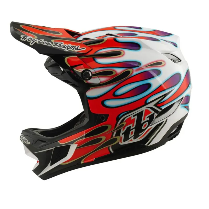 Troy Lee Designs D4 Composite Helmet Overspray White / Red-1