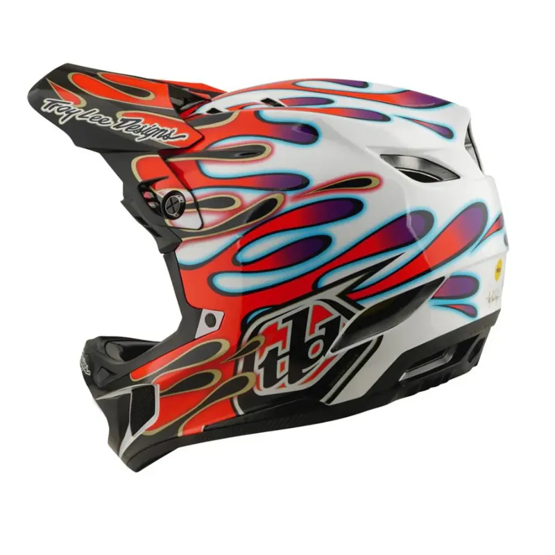 Troy Lee Designs D4 Composite Helmet Overspray White / Red-2