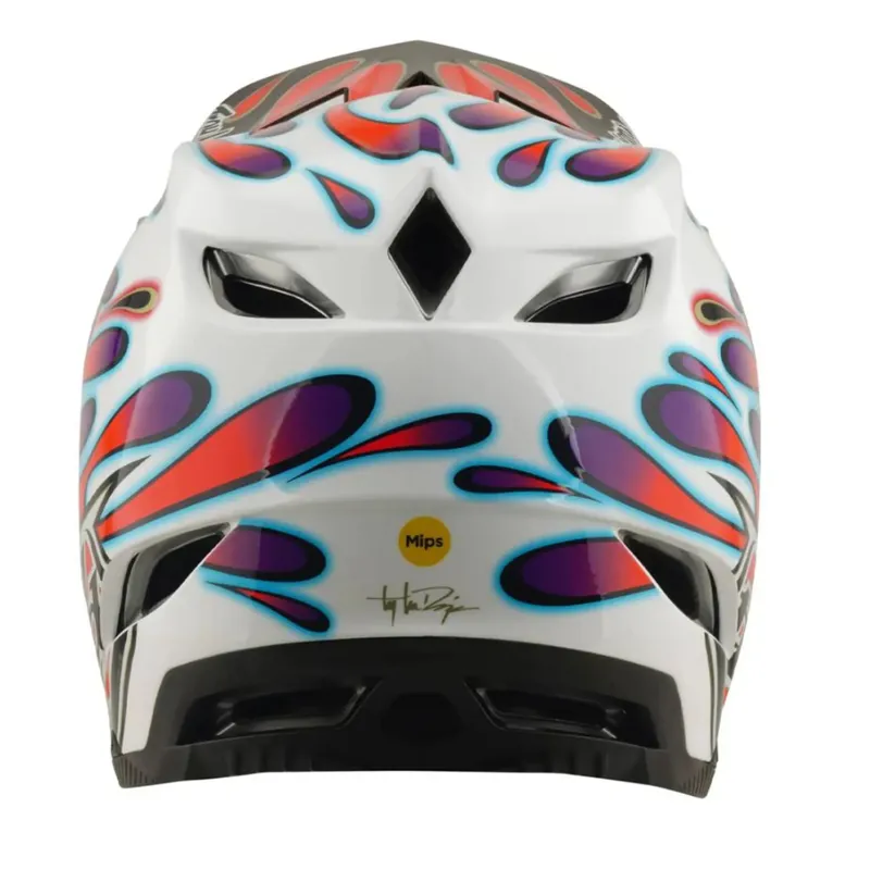 Troy Lee Designs D4 Composite Helmet Overspray White / Red-3