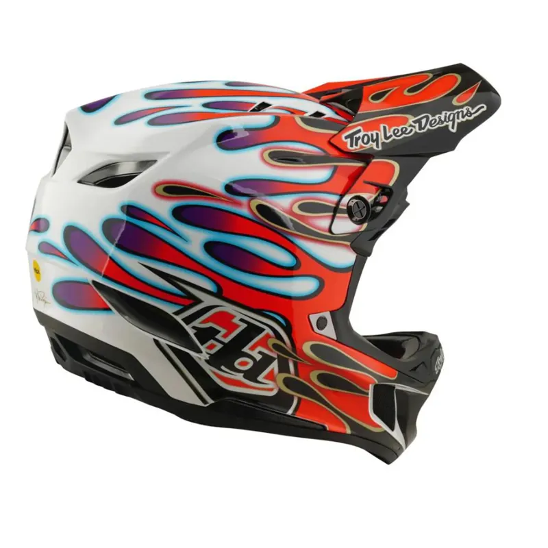 Troy Lee Designs D4 Composite Helmet Overspray White / Red-4