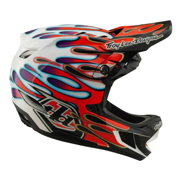 Troy Lee Designs D4 Composite Helmet Overspray White / Red-5